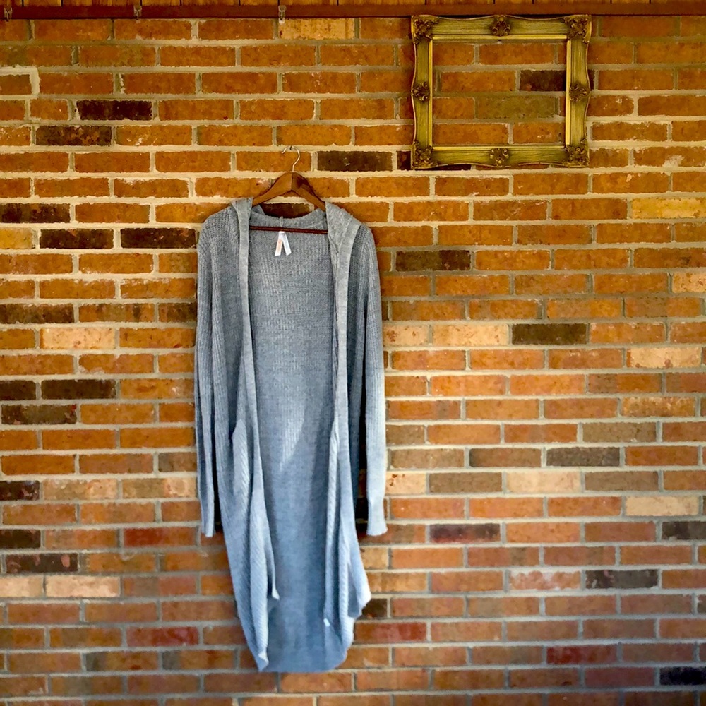 90s Y2K style long cardigan with hood